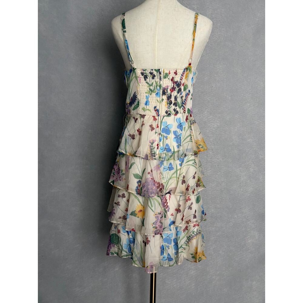B. Darlin Plus Chiffon Mini Dress Tiered Floral Women's Cream Size 20W NEW - Picture 6 of 12